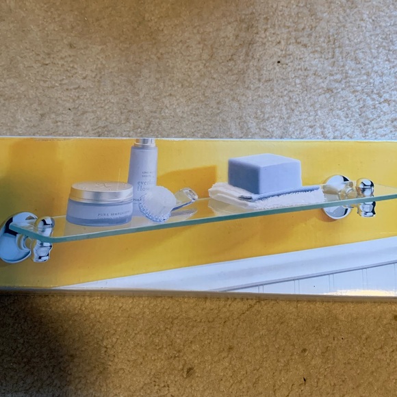 Inspirations Glass Chrome Wall Display Accent Shelf - Picture 1 of 3